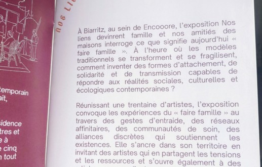 Exposition Nos liens devinrent famille et nos amitiés des maisons – Galerie Encooore